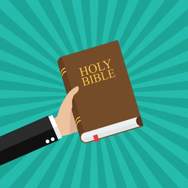 Mano Sosteniendo Sagrada Biblia Ilustración Vectorial — Vector de stock