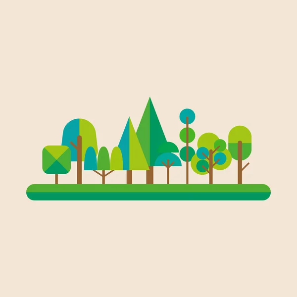 Bosque Estilo Plano Ilustración Vectorial — Vector de stock
