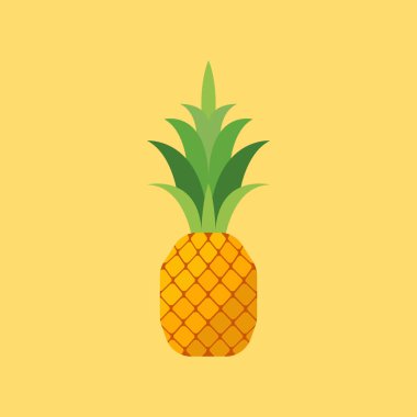 Düz stil ananas. Vektör illüstrasyonu