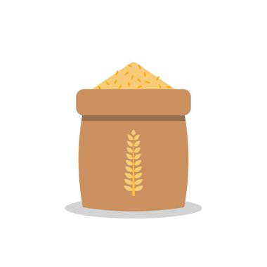 Pirinç çuvalı ikonu düz stil. Vektör illüstrasyonu