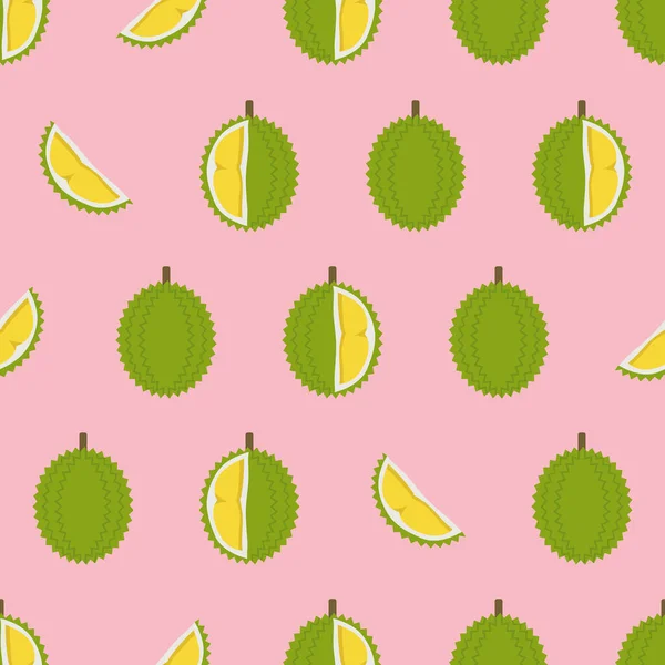 Durian Avec Des Morceaux Coupés Motif Sans Couture Illustration Vectorielle — Image vectorielle