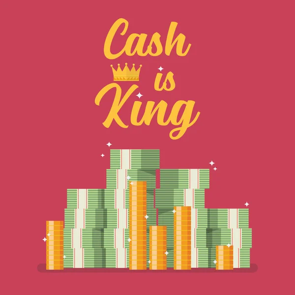 Cash Koningssms Met Veel Geld Vectorillustratie — Stockvector