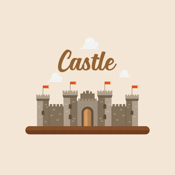 城堡采用平板式设计 矢量说明 — 图库矢量图片