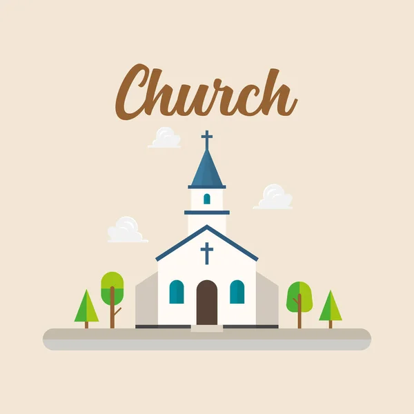 Church Flat Style Retro Style Vector Illustration — Stock Vector