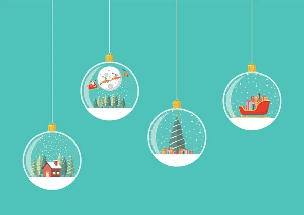 Ensemble Joyeux Noël Suspendus Ampoules Décorations Illustration Vectorielle — Image vectorielle