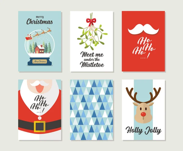 Cartões Presente Natal Etiquetas Com Letras Feliz Natal Cartão Conjunto —  Vetores de Stock