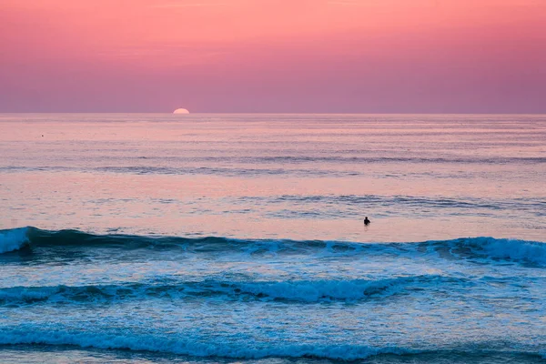 Swimmer Sea Sunset — Stock Photo, Image
