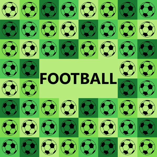 Bola Negra Fondo Verde Textura Sin Costuras Palabra Fútbol — Archivo Imágenes Vectoriales