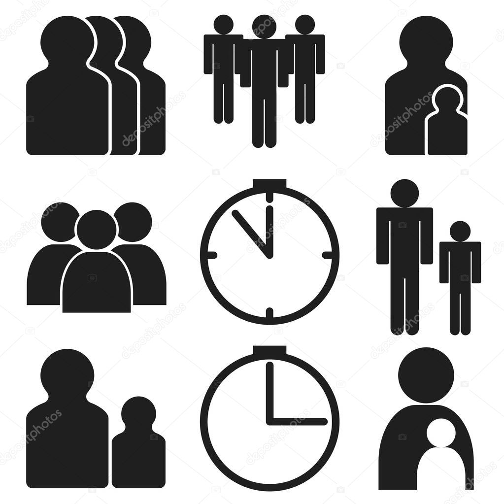Board games icons number of players time age on the white background