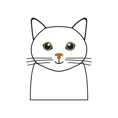 Beyaz arka plan beyaz şirin kedi sembolü