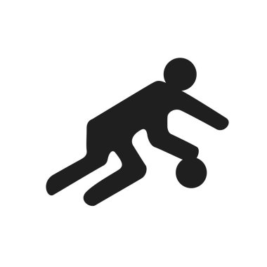 basketbol topu ile basit adam beyaz arka plan siyah logo sembolü