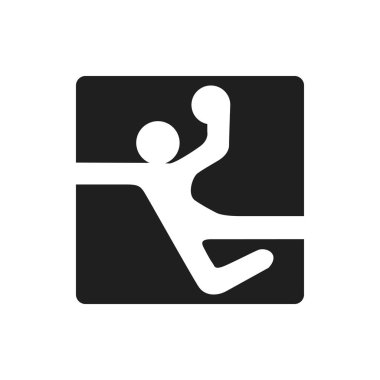 hentbol topu ile basit adam beyaz arka plan siyah kare logo sembolü