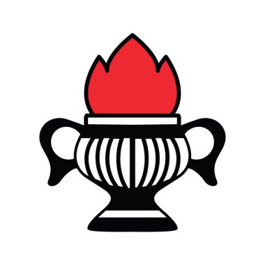 Beyaz arka plan simgesi alev sembolü ile kase