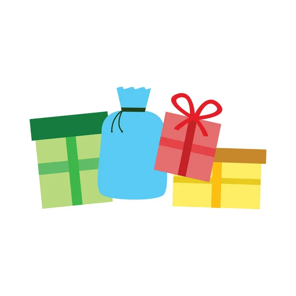 Cadeaux Noël Colorés Logo Sur Fond Blanc Dessin Animé — Image vectorielle