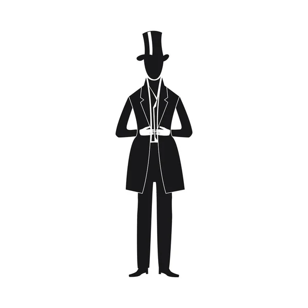 Old Gentleman Symbol Icon Black White Background — Stock Vector
