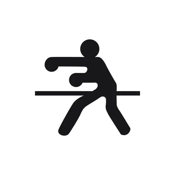 拳击黑色徽标符号拳击手在白色背景上的戒指上 — 图库矢量图片