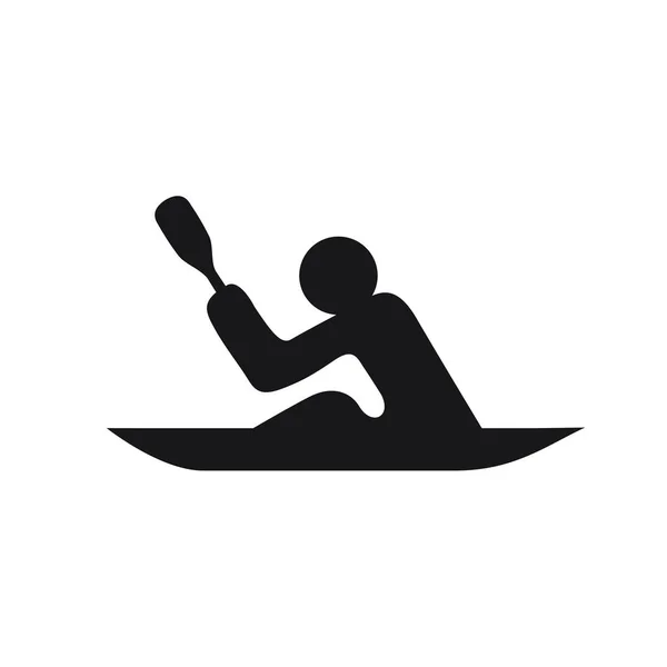 Zwart Logo Symbool Roeier Met Boot Witte Achtergrond Atletiek Roeien — Stockvector