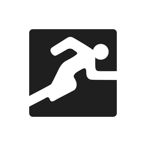 Running Zwart Vierkant Logo Symbool Loper Witte Achtergrond Atletiek — Stockvector