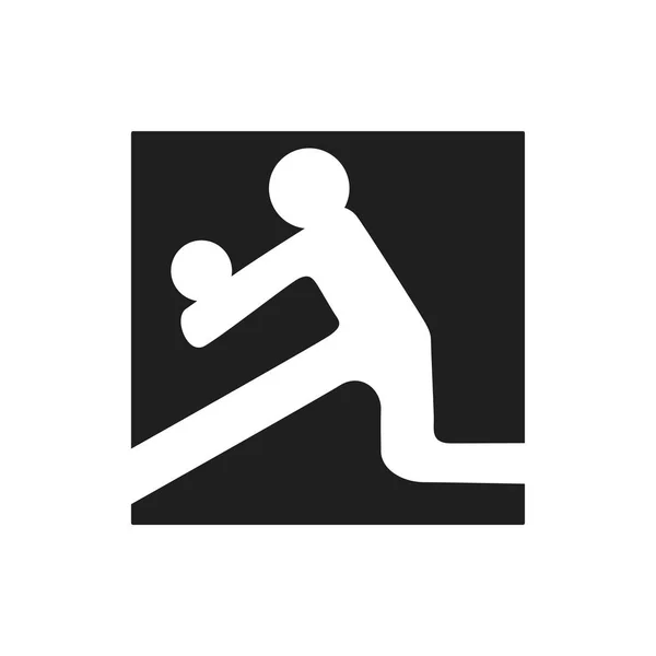 Volleybal Zwart Vierkant Logo Symbool Witte Achtergrond Eenvoudige Man Met — Stockvector