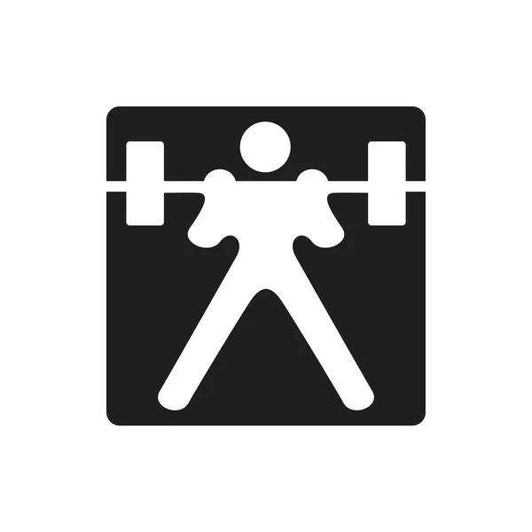 Gewichtheben Schwarzes Quadratisches Logo Symbol Mit Langhantel Auf Weißem Hintergrund — Stockvektor