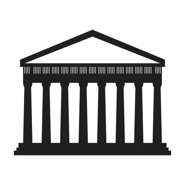 Templo Grego Teatro Sympol Preto Fundo Branco Preencher —  Vetores de Stock