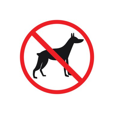 Köpek yok siyah sembol basit dolgu beyaz arka plan doberman pinscher on korusun