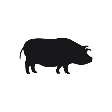 Domuz siyah sihouette beyaz arka plan yeni yıl sembolü