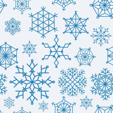Beyaz arka plan üzerinde büyük kar tanesi sorunsuz doku desen mavi renk farklı boyutu