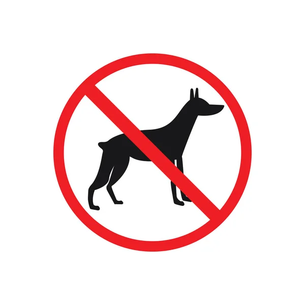 Perro Prohibir Ningún Símbolo Negro Simple Relleno Fondo Blanco Doberman — Vector de stock