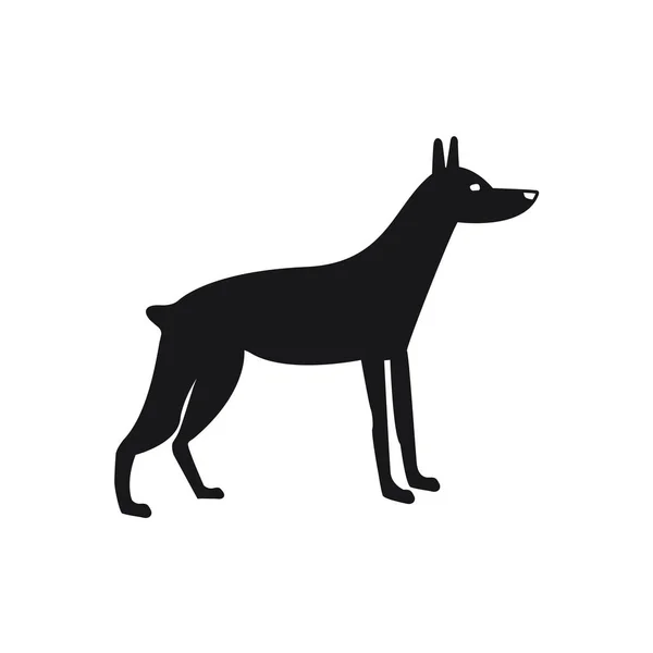 Σκυλί Μαύρο Σύμβολο Απλό Γέμισμα Λευκό Φόντο Λογότυπο Ένα Doberman — Διανυσματικό Αρχείο