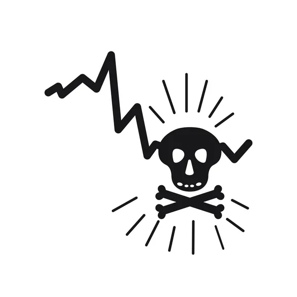 Crâne Avec Icône Noire Danger Hauteur Tension Sur Fond Blanc — Image vectorielle