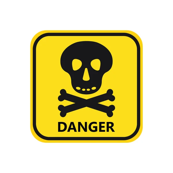 Crâne Avec Icône Noire Danger Haute Tension Sur Fond Jaune — Image vectorielle