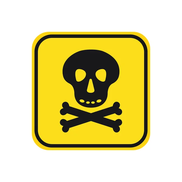 Crâne Avec Icône Noire Danger Haute Tension Sur Fond Jaune — Image vectorielle