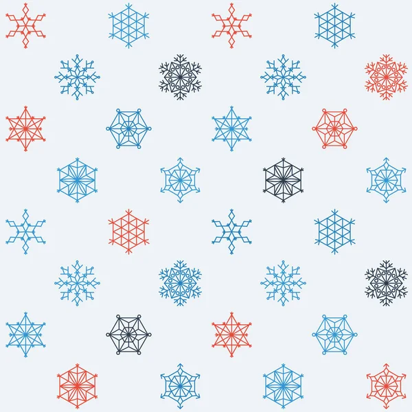 Große Schneeflocke Nahtlose Textur Muster Blau Farbe Verschiedene Größe Auf — Stockvektor