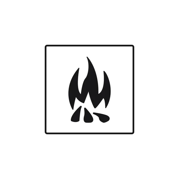 Vektorové Ilustrace Hořící Oheň Ikony Černý Čtverec Bílém Pozadí — Stockový vektor