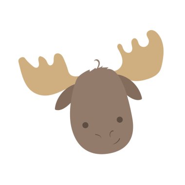 Orman hayvan portre vektör izole karikatür geyik geyik portre ile. İyi baskı kartı iliþtirin çocuklar aksesuarlar için