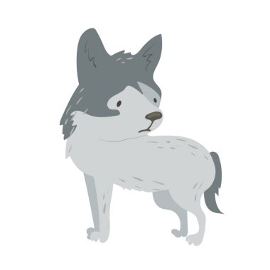 Orman hayvan vektör izole karikatür küçük kurt ile. İyi baskı kartı iliþtirin çocuklar aksesuarlar için