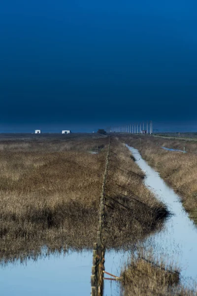 Landschaft Eines Zauns Watt Neben Einem Pfad — Stockfoto