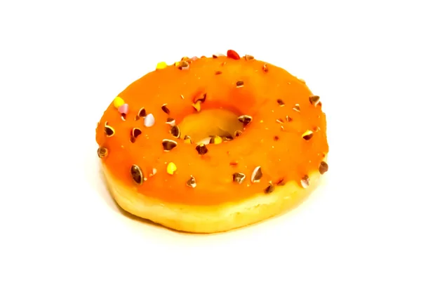 Söta välsmakande donut med färgstarka strössel isolerade på vit baksida — Stockfoto