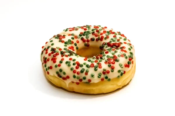 Sweet tasty donut with colorful sprinkles isolated on white back — Stock Photo, Image