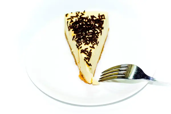 Portion Delicious Chocolate Cake White Background — Stock Photo, Image