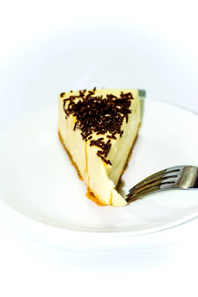 Часть Вкусного Шоколадного Торта Белом Фоне — стоковое фото