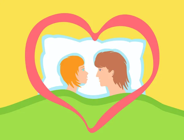 A couple of lovers together in bed. — Stock Vector