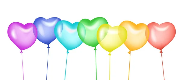 Kolorowe balony w kształcie serca. — Wektor stockowy