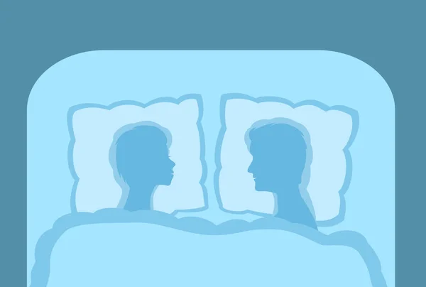 Una pareja en la cama, hombre y mujer descansan y duermen . — Vector de stock