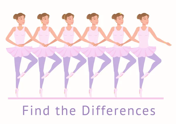 Find the Differences in jewelry on ballerinas. — Stock Vector