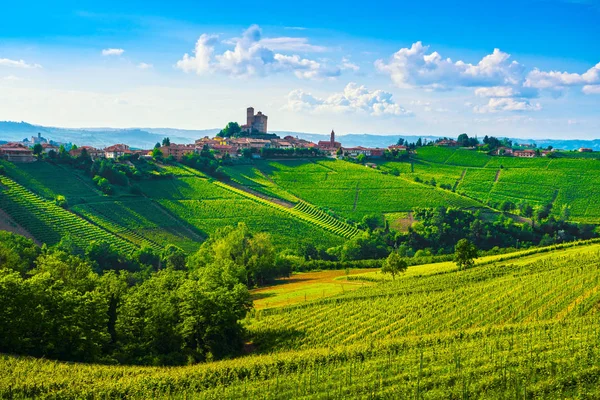 Langhe Vineyards Sunset Panorama Serralunga Alba Unesco Site Piedmont Northern — Stock Photo, Image