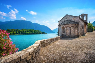 San Giacomo Ossuccio Tremezzina Como Gölü bölgesinde kilise. İtalya, Europe.