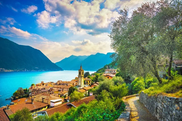 Lago Como Sala Comacina Pueblo Sendero Vía Verde Italia Europa — Foto de Stock