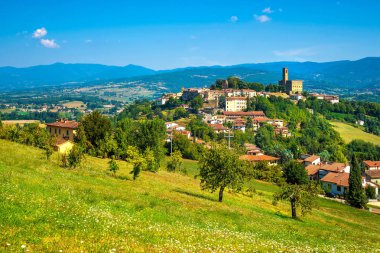 Poppi medieval village and castle panoramic view. Casentino Arezzo, Tuscany Italy Europe. clipart